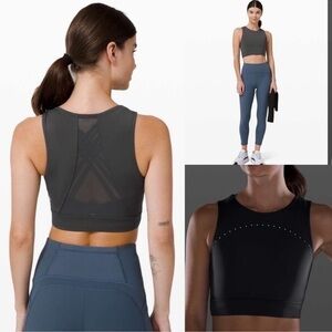 EUC Lululemon Hotty Hot Cropped Tank Graphite Grey 2